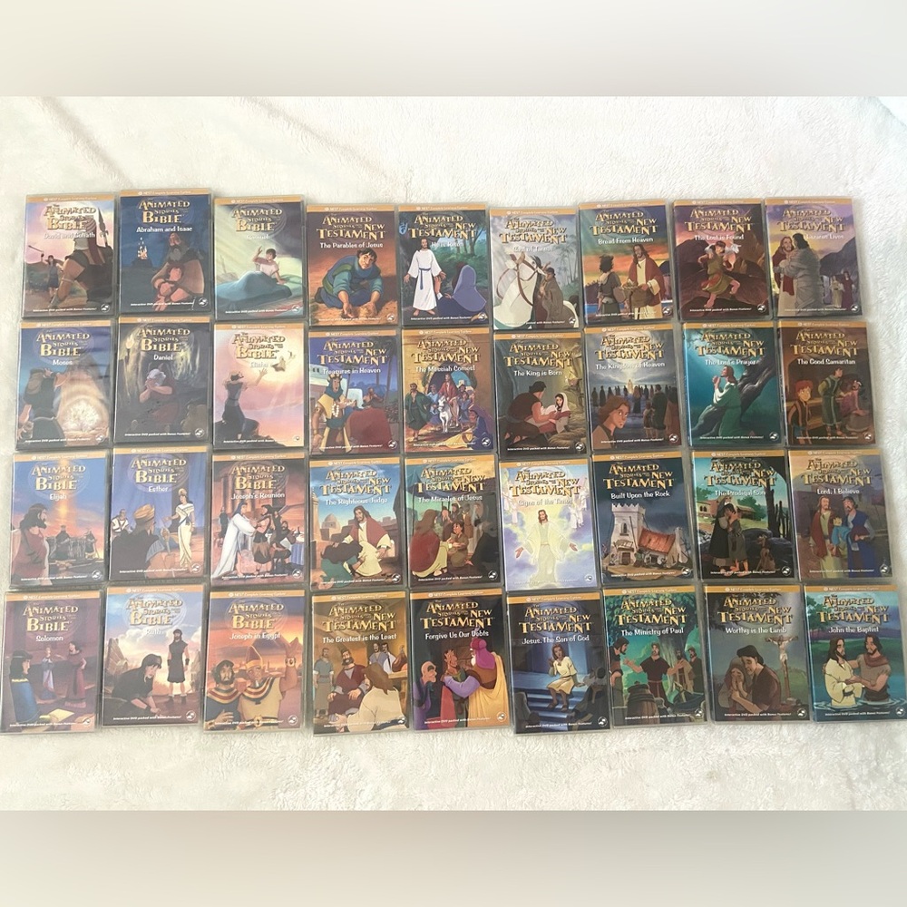 Lot Of 36 Nest Animated Stories From The Bible & New Testament. Read Description